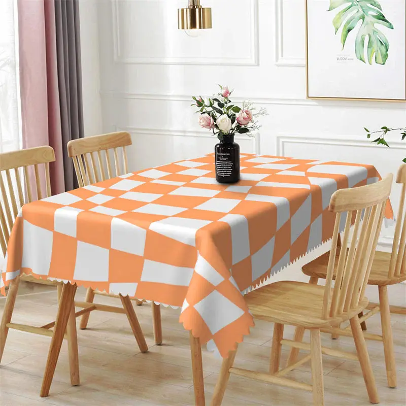 Deformed Yellow White Plaid Rectangle Tablecloth - Aperturee