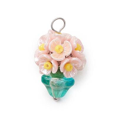 Glass Seed Beaded Flowerpot Pendants