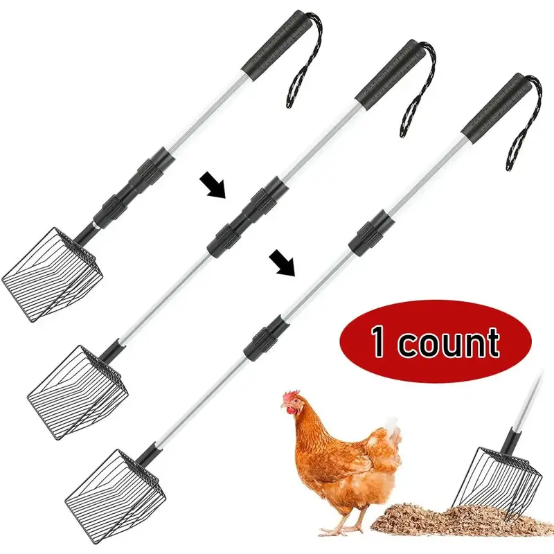 3 in 1 Stretchable Litter Scooper, 1 Count Detachable Chicken Coop Cleaning Scooper, Sifting Shovel for Chicken Coop Separati...