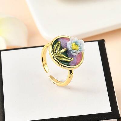Brass Enamel Cuff Rings