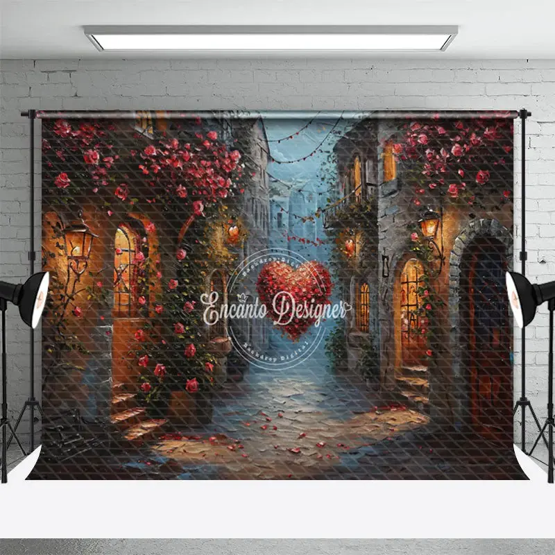Deep Alley Red Rose Photo Backdrop For Valentines Day - Aperturee