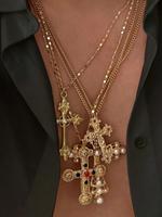 Vintage Punk Style Dainty Cross Necklace, Fashion Jewelry for Party, Daily Clothing Decor, Trendy All-match & Exquisite Jewel...