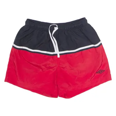 UMBRO Mesh Lined Mens Swimming Shorts Red Colourblock L W26