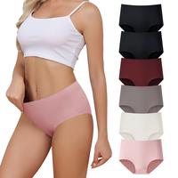 LEVAO Women's Seamless Mid-rise Waist Underwear No Show Full Coverage Briefs Stretchy Invisible Panties Cheeky Womenswear 6 P...
