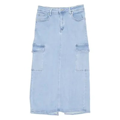 JEWELLY Womens Straight Skirt Blue Long Denim M
