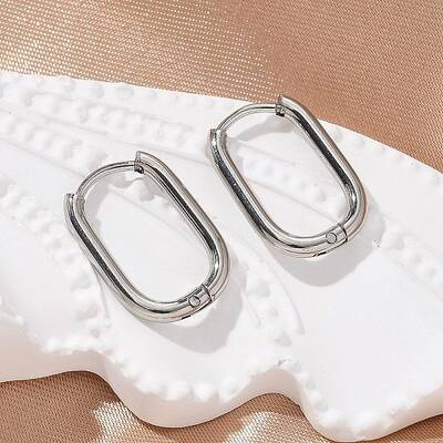 Non-Tarnish 304 Stainless Steel Oval Hoop Earrings