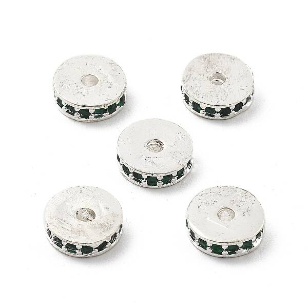 Brass Micro Pave Cubic Zirconia Beads