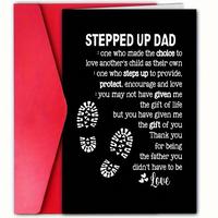 Creative Father's Day Card with Envelope, 1 Count Step Up Dad Card, Greeting Card Gift for Dad, Stepfather, Foster Father, Hu...