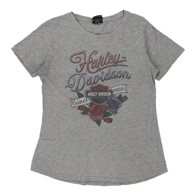 Harley Davidson Graphic T-Shirt - Medium Grey Cotton