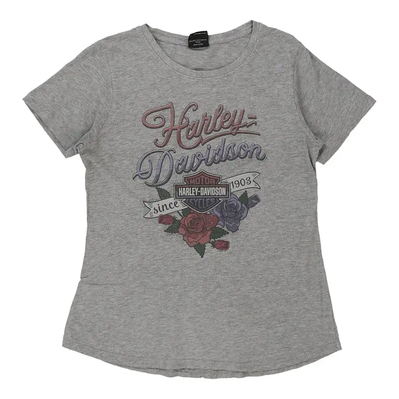 Harley Davidson Graphic T-Shirt - Medium Grey Cotton