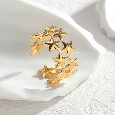 Star 304 Stainless Steel Adjustable Cuff Rings for Women