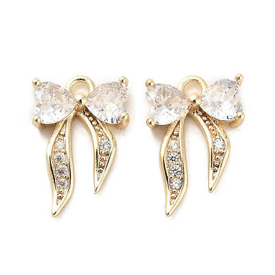 Brass Micro Pave Clear Cubic Zirconia Charms