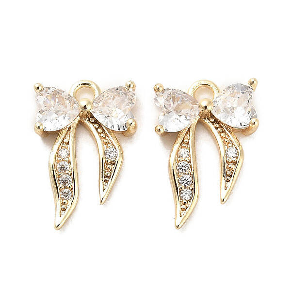 Brass Micro Pave Clear Cubic Zirconia Charms