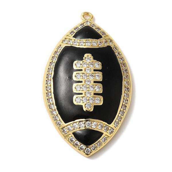 Rack Plating Brass Enamel with Cubic Zirconia Pendant