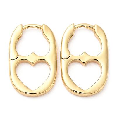 Rack Plating Brass Oval with Heart Hoop Earrings