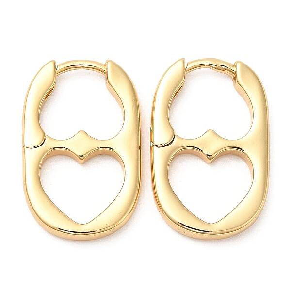 Rack Plating Brass Oval with Heart Hoop Earrings