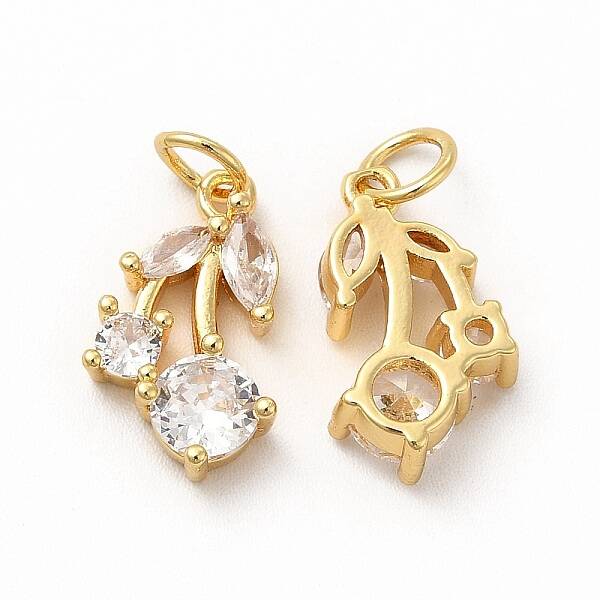 Rack Plating Brass Micro Pave Cubic Zirconia Charms