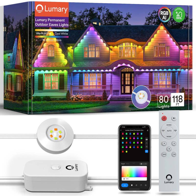 Lumary RGBAI Permanent Outdoor Lights Pro, 80 LED Light(100FT)
