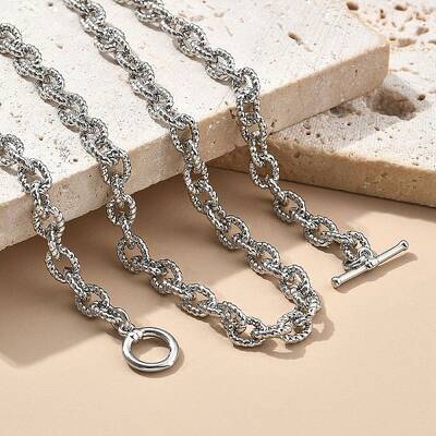 Brass Twisted Cable Chain Necklaces with OT Clasps for Men Women
