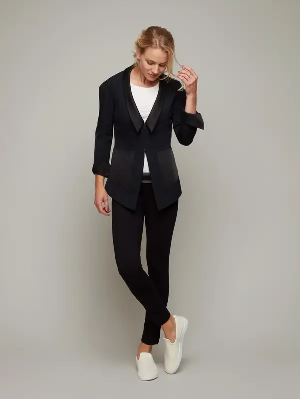 PEDIMENT | Deep V Drop-Shoulder Jacket | Color: Classic Black | Size: XS
