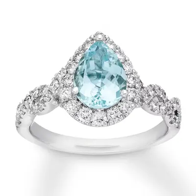 10K White Gold Pear Cut Custom Engagement Ring Gemstone Rings