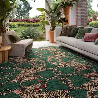 Vintage Tiger Print Area Rug, 1 Count Non-slip Soft Floor Mat, Rectangle Home Decor Carpet for Living Room Bedroom