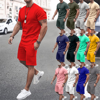 Cotton Men's Summer Streetwear Short-Sleeve Shorts Set 2025 - Comfortable and Breathable Casual Sportwear in Large Sizes Clot...