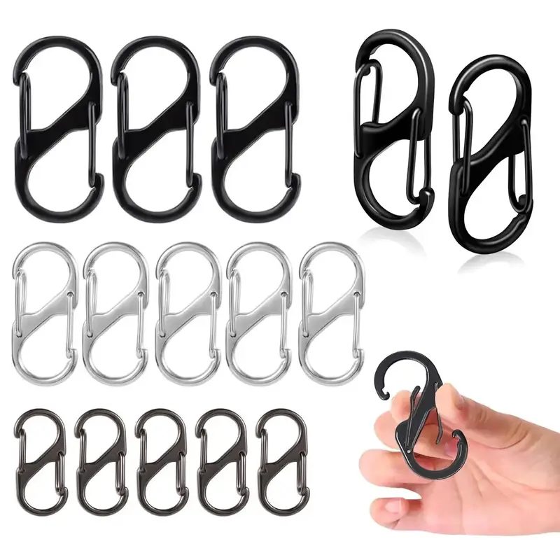 Lightweight S-shaped Double Head Spring Hook, 15pcs/set Waterproof Durable Backpack Zipper Replacement Lock Buckle for Outdoo...