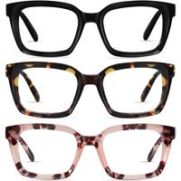 RESJOK 3 Pack Classic Square Frame Reading Glasses for Women Men - Blue Light Blocking Readers ,Anti-Blue Light Glasses for R...