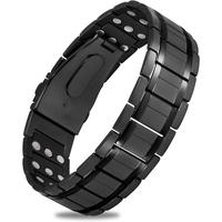 Jecanori 3X Magnetic Bracelets for Men, Mens Bracelet Stainless Steel with Strenth Neodymium Magnets & Sizing Tool(Black)