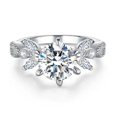 【#24】(Gardenia)925 Sterling Silver Synthetic Moissanite rings