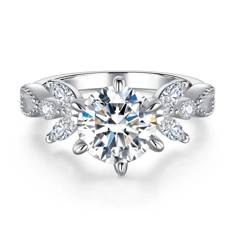 【#24】(Gardenia)925 Sterling Silver Synthetic Moissanite rings