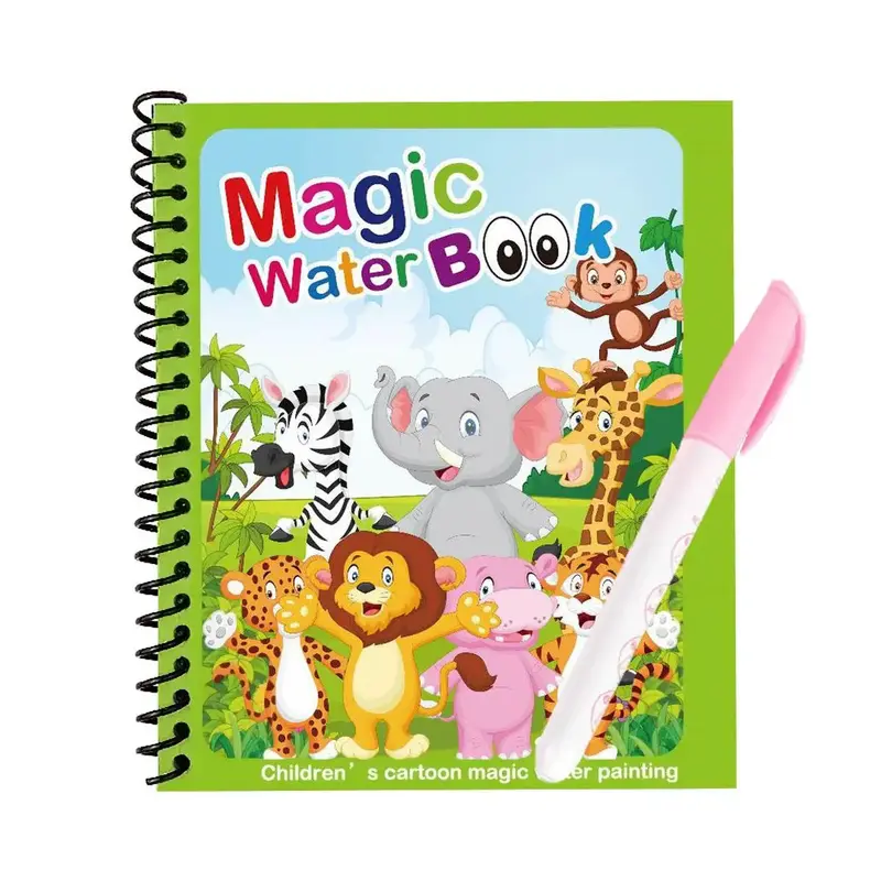 Doodle Colouring Book, 1/5 Counts/set Cartoon Water Painting Book & Random Color Pen Set