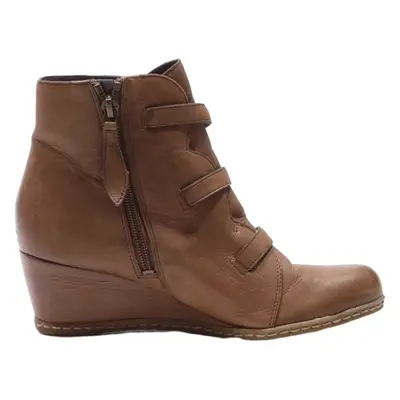 FRANCO SARTO Wedge Heel Ankle Boots Brown Leather Womens UK 3.5
