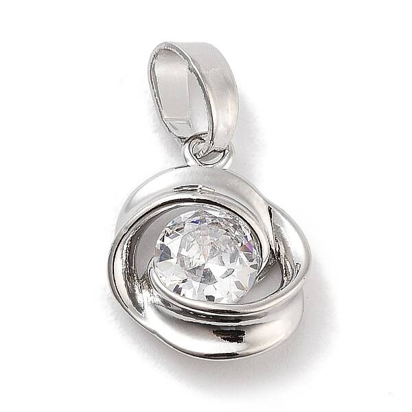 Brass Micro Pave Clear Cubic Zirconia Pendants