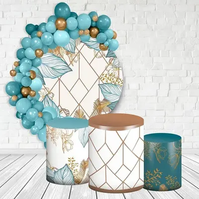 Aperturee White And Gold Round Happy Birthday Party Backdrop Kit | Round Backdrop Cover Diy | Round Party Backdrop | Birthday...