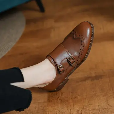 CHIKO Waheeda Round Toe Block Heels Oxfords Shoes