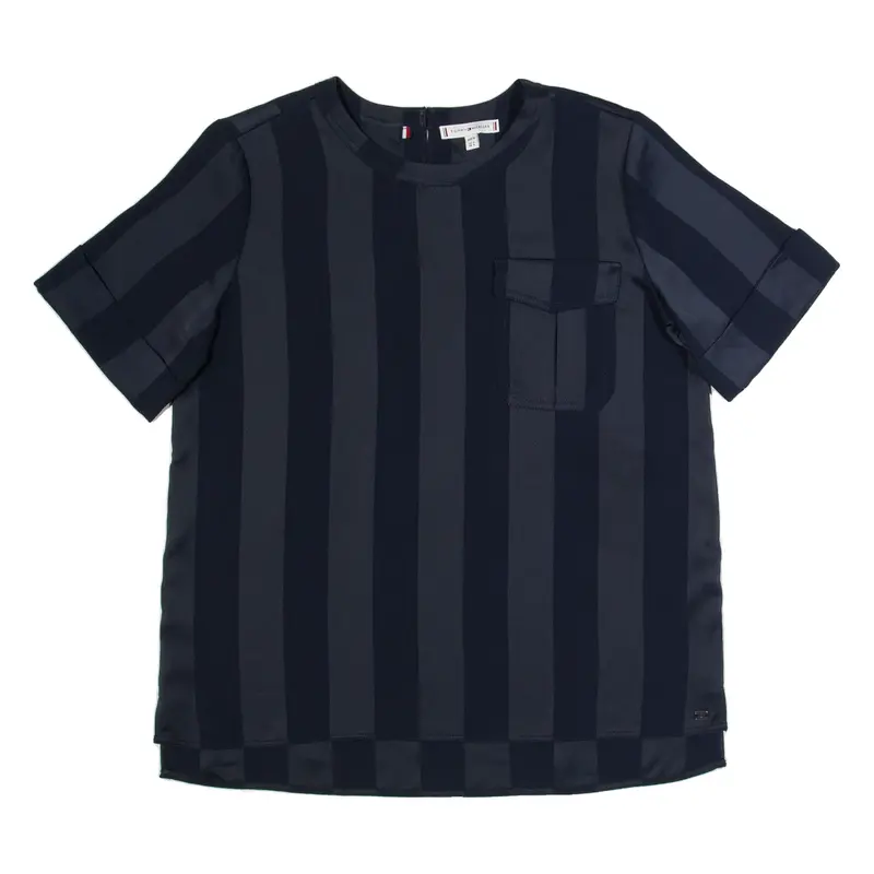 TOMMY HILFIGER Womens Printed Top Blue Striped UK 8
