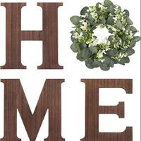 Wooden Home Sign, 4 Counts/set Wooden Hanging Letter Sign, Wall Hanging Decor for Home Living Room Bedroom Farmhouse, Namepla...