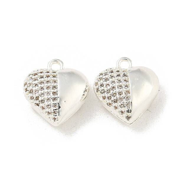 Brass Micro Pave Clear Cubic Zirconia Charms