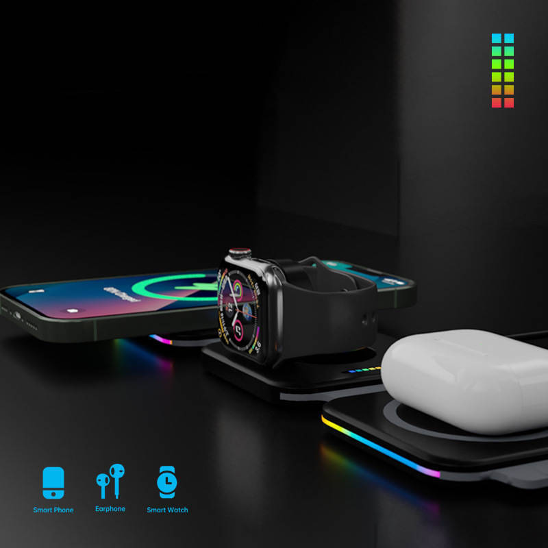 Folding 3-in-1 Magnetic Charger Absorber Wireless Charging Device