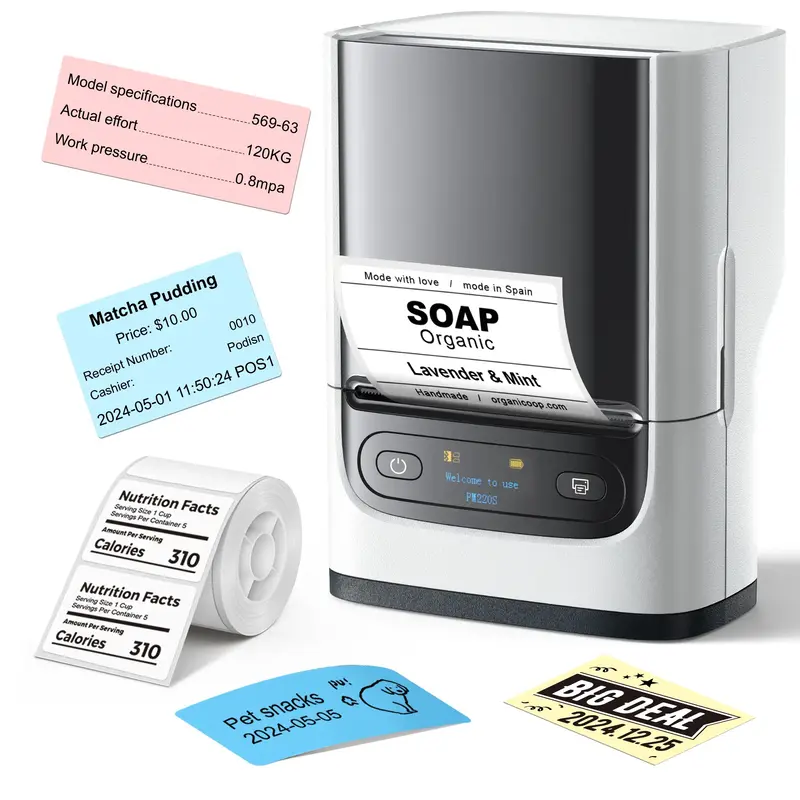 Nelko Label Maker Machine with Tape, PM220 Bluethooth Label Printer, Portable Thermal Printer for Small Business, Address, Lo...