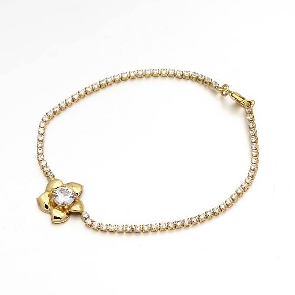 Golden Plated Brass Cubic Zirconia Cup Chain Bracelets