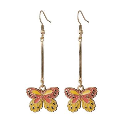 Alloy Enamel Butterfly Dangle Earrings
