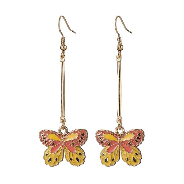 Alloy Enamel Butterfly Dangle Earrings
