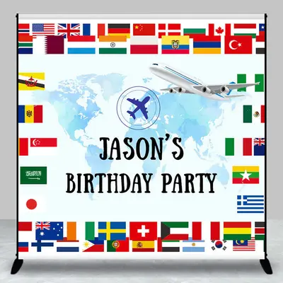 Aperturee National Flags Map Custom Name Birthday Backdrop - Aperturee