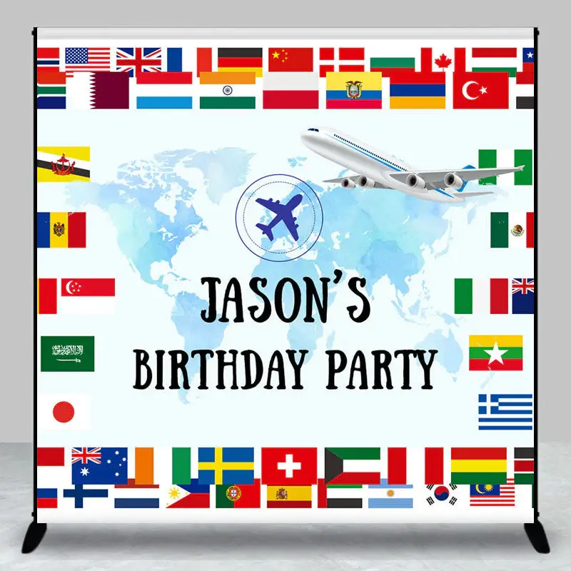 Aperturee National Flags Map Custom Name Birthday Backdrop - Aperturee
