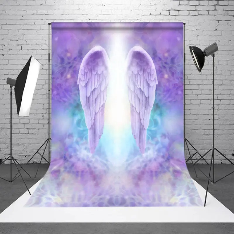 Angel Wings Purple Heaven Light Memorial Backdrop - Aperturee