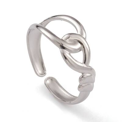Non-Tarnish 304 Stainless Steel Hollow Knot Open Cuff Rings for Women