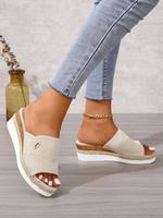 Women's Fashionable Plain Color Wedge Sandals, Casual Comfortable Platform Sandals for Summer, Espadrilles Wedges, Trending S...